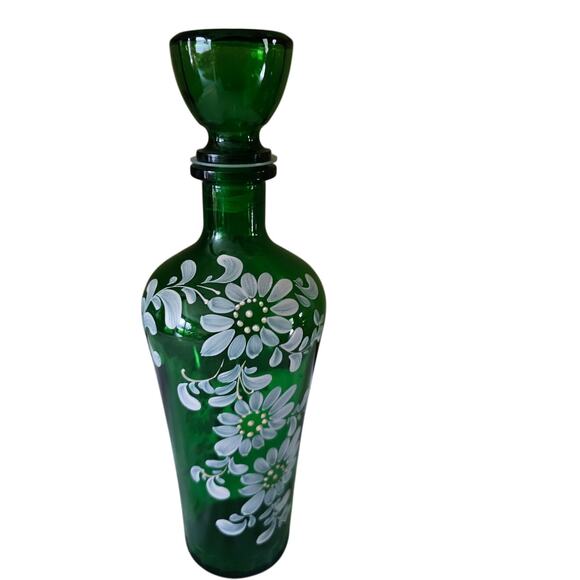 11" Hand Painted Hand Blown Glass Bottle - Picture 1 of 10